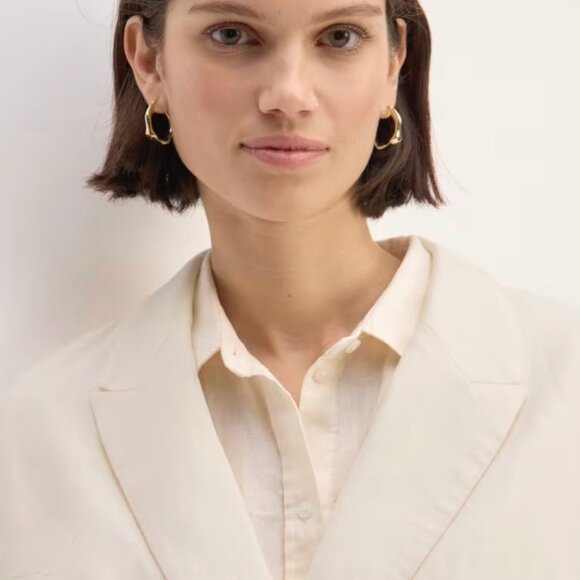 NEW Everlane The Linen Double Breasted Blazer 'Bone' Cream Ivory Size 12 NWT - Picture 4 of 10